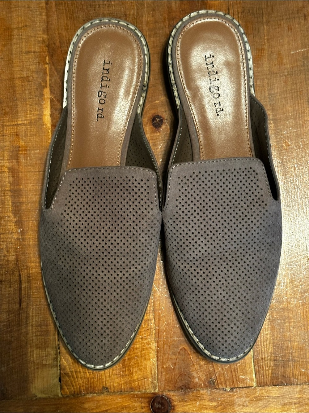 Indigo Rd. Taupe Perforated Slip-On Mules